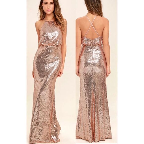 rose gold sequin maxi dresses High Life main image 1